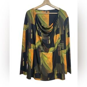 5 for $25🔥Khaliah Colorblock Scoop Neck Long Sleeve Blouse 1X